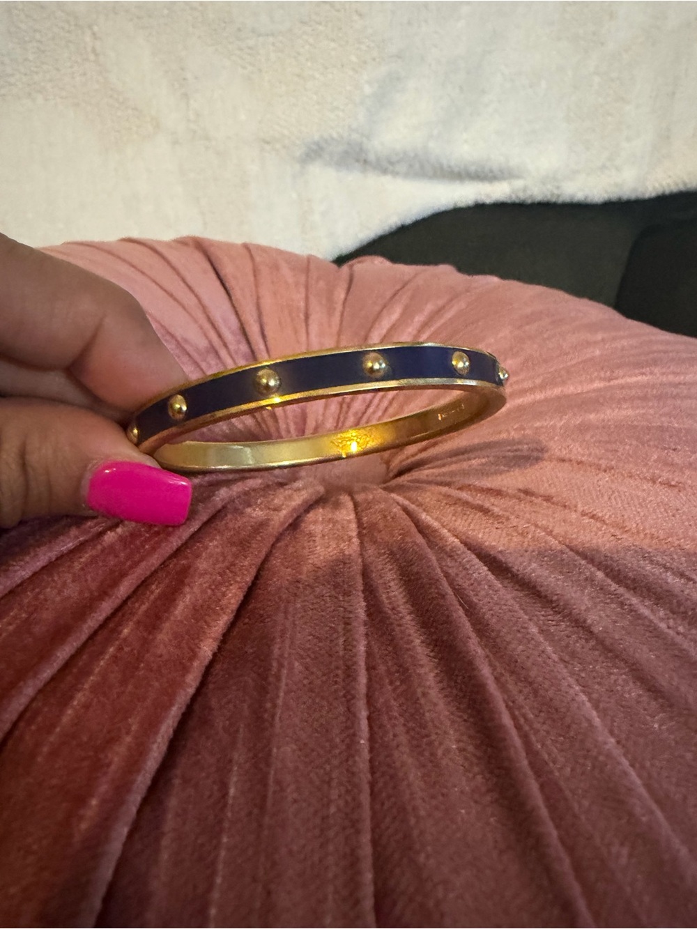 Gold-Tone Coach Purple Enamel Stud Bangle Bracelet - Women's Jewelry